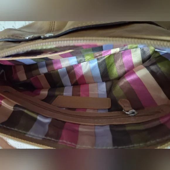 Tignanello Tan Leather Shoulder Bag With Crossbody Strap - Picture 5 of 13